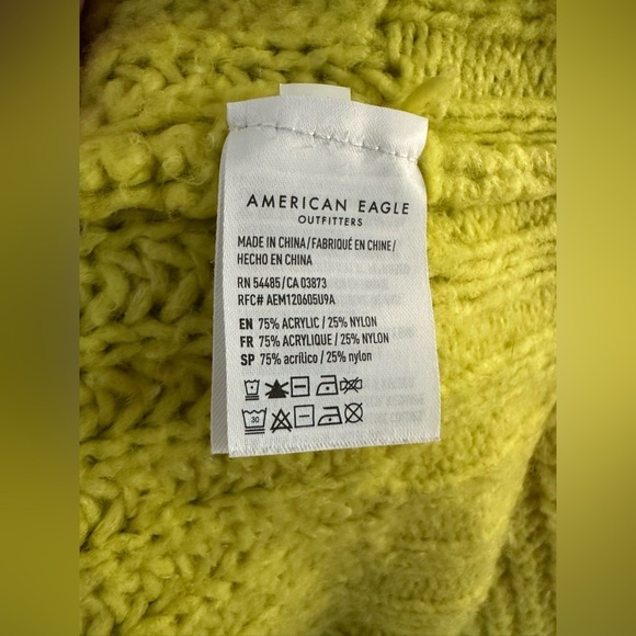 American Eagle Lime Green Chunky Knit Sweater Women’s XS Cropped Pullover Cozy - Picture 6 of 7